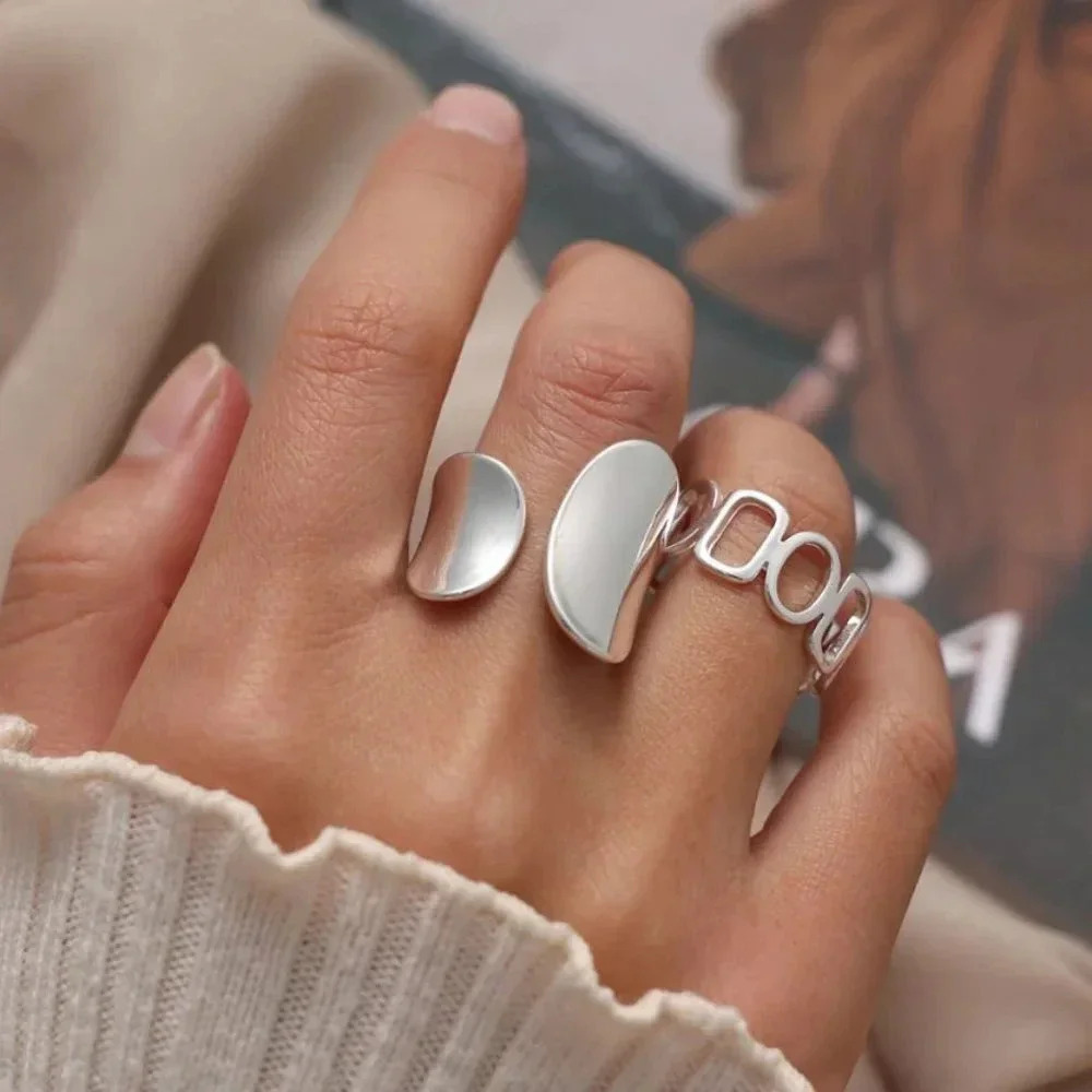 Minimalist 925 Sterling Silver Wrap Ring Geometric Ring Dainty Statement Ring